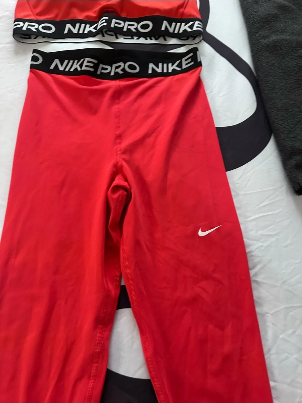 Nike Red Girls' Athletic Leggings with Branded Waistband